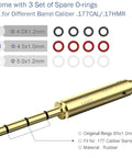 Red Laser Boresighter For 177 Cal Bore Sight Laser with three sets of spare O-rings, visible in small, medium, and large sizes.