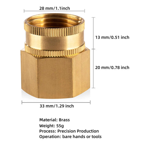 Brass Garden Hose Adapter 3/4 GHT Female To 3/4 NPT Female Swivel Connector For Hose To Pipe Fittings Three Pack Heavy Duty Brass Fittings With Leak Free Swivel Design No Fuss Fits Most Hoses And Systems, brass adapter dimensions