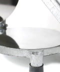 Get This Electric Tortilla Press Maker For Quick Chapati And Roti Prep At Home close-up of 8 inch metal pressing plate and insulated handle.