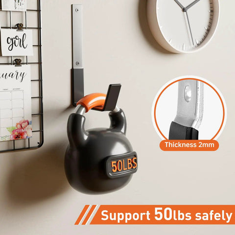 Heavy Duty Steel Hooks For Garage Storage And Tool Organization, Anti Slip PVC Coated Wall Mount Hooks holding a 50 lb weight
