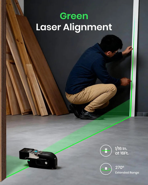 Digital Tape Measure And Laser Distance Meter Combo For Pro And DIY Use With 12ft Digital Tape And 330ft Laser Range Perfect For Home Improvement Construction Woodworking And Long Distance Measuring, green laser alignment