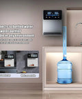 Wall Mounted Mains-Fed Water Dispenser With 2000W Heating displayed above counter with bottled water connection