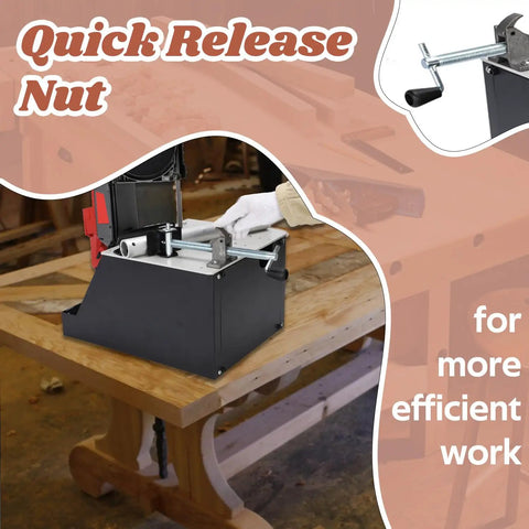Heavy Duty Alloy Steel Portable Band Saw Stand for 2729-20 Milwaukee Portable Bandsaw on workbench with quick release nut