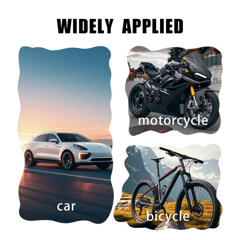 Universal Brake Bleeder Hose Kit For Cars And Motorcycles With One Way Check Valve image showing applications on car, motorcycle, bicycle