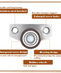 Close-up of 4 Piece Mini Side Mount Caster Wheels Set For Furniture And DIY Projects with steel bracket and quiet nylon wheels
