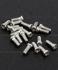 Badass Slick Stainless Steel Micro Screws And Nuts Kit For Eyeglasses Smartwatches Phones Tablets Laptop Repair Assorted Tiny Fasteners scattered on black surface.