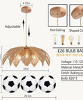 Handcrafted Rattan Chandelier With Three Bright Bulbs For Your Dining Room Or Kitchen Island, 24in wide, 9.5in high, adjustable.