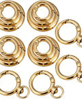 16 Pack Gold Metal Spring O Ring Carabiner Set Four Sizes With Quick Release Keychain Clips For Keys Bags Dog Tags Paracord Lanyards And DIY Repairs All In One Heavy Duty Gear, gold alloy rings
