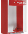 Rugged Polycarbonate Pull Station Protector Shield, Surface Mount Cover With Conduit Knockouts And Fire Label, Indoor Outdoor Protective Cover