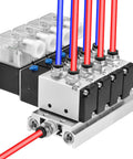 4V210-08 4 Solenoid Pneumatic Valve Kit DC24V PT One Fourth Ports 5 Way 2 Position Internally Piloted Manifold Base Muffler
