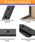 20 Pack Heavy Duty L Corner Shelf Brackets 4x4 Inch Black, Matte Powder Coat, 2mm Thick Plate, 90 Degree Right Angle Design