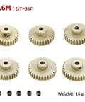 0.6 Mod Pinion Gear Set For One Tenth RC Cars 3.175mm Pitch 28T 29T 30T 31T 32T 33T Six Piece Pack In 7075 Aluminum Alloy Metal Pinion Gears
