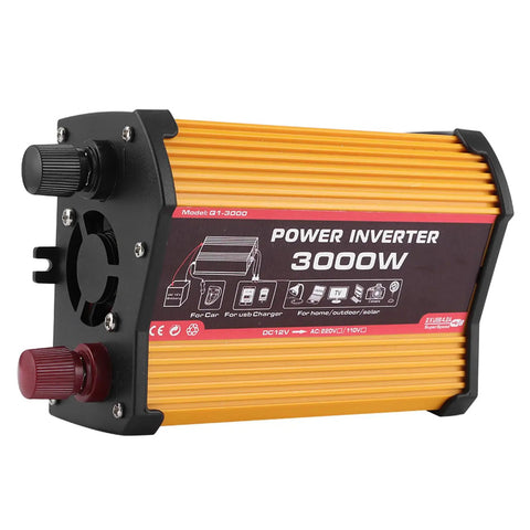 Road Ready Car Power Inverter Handles 12V DC Straight To 110V AC With Dual USB Fast Charging Smooth Modified Sine Wave For Rvs Trucks And Home Gear Zero Hassle Cool Running Fan, 3000W inverter with cooling fan.