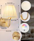 Must Have Battery Operated Wall Sconce Set Of 2 With Pleated Fabric Shade In Gold Remote Control Cordless Rechargeable Wall Lamps