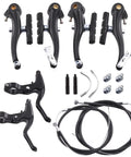 16 Piece Complete Bike Brake Set With Calipers Levers Cables Front And Rear V Brakes Black Aluminum Alloy Handlebars Universal Fit