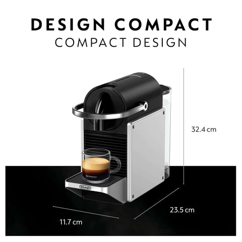 Pixie Aluminum Espresso Machine For Capsule Coffee Lovers, Compact DeLonghi Brewer With Espresso And Lungo Settings