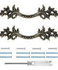 Two Pack European Style Dresser Pulls 2-1/2 Inch Bronze Antique Vintage Cabinet Handles For Dresser Drawer Closet And Cabinet Doors, Easy Installation With Screws, Retro Decorative Hardware shown with screws and screwdriver