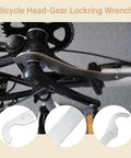 Bicycle Headset Lockring Wrench With Dual Radius Hooks 41-42 mm Outer Diameter And 43-44 mm Ring Length in use on a bike