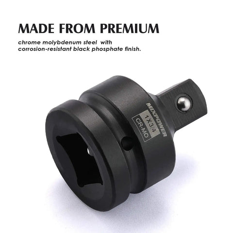 Heavy Duty Impact Socket Adapter And Reducer Set Four Piece In Mo Steel With Rust Resistant Finish showing one adapter piece
