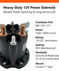 12V Solenoid Switch Relay Kit With Genuine Trombetta 684 1261 212 PowerSeal Contactor for hydraulic pumps, IP67 sealed