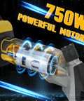 High Capacity Cordless Sheep Shears showing 750W powerful motor for fast fleece work and efficient cutting.