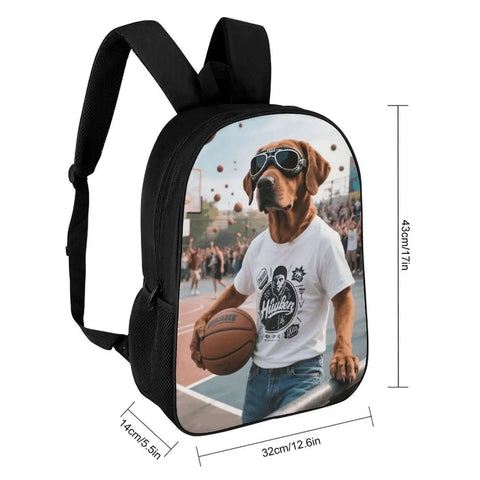 Cool Dog With Sunglasses Backpack For Men And Women Durable 600D Polyester Bookbag Lightweight 17 Inch Laptop Daypack