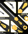 Magnetic Screwdriver Set 51 Pieces with Case and Extra Strong Magnets S2 Alloy Bits showcasing features and handle design