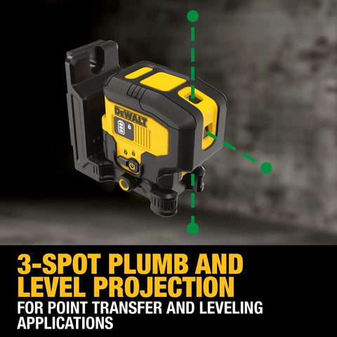 Green 3 Spot Self Leveling Laser Level Kit Pro Grade For DIY And Pros With USB Rechargeable Battery Includes USB Cable Mounting Base And Carry Case, yellow laser level with mounting base