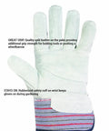 Heavy Duty Work Gloves For Men 12 Pack 12 Pairs with split leather palm, cotton back, and safety cuff for grip and construction use.
