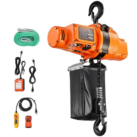 Electric Chain Hoist 1100 Lbs With 20 Ft Lift Height 120V 60Hz Single Phase Overhead Crane components shown