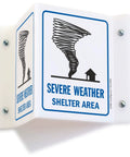 Severe Weather Shelter Area Projecting Sign 5 By 6 Inch Acrylic Outdoor Heavy Duty Direct Printed Safety Sign For Emergency Guidance And Clear Exit Instructions In Public And Workplace Spaces