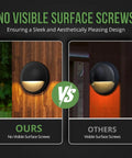 Comparison of Low Voltage LED Deck Lights 4 Pack Screwless for Outdoor Steps and Railings with visible vs. invisible screws