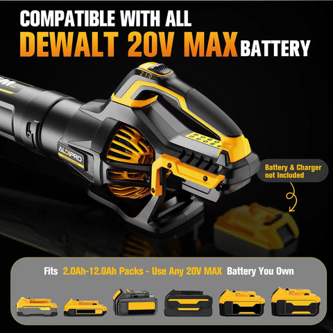 Close-up of 700 CFM Cordless Leaf Blower 200 MPH Power With 20V Max Battery Compatibility Bare Tool, showing battery slot