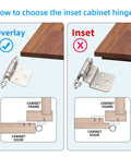 Diagram showing overlay and inset options for Half Inch Inset Satin Nickel Cabinet Hinges Self Closing Semi Concealed With Door Bumpers