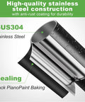 Close-up of SUS304 stainless steel construction with anti-rust coating for the Heavy Duty Bow Rake With 60 Inch Adjustable Stainless Steel Handle.