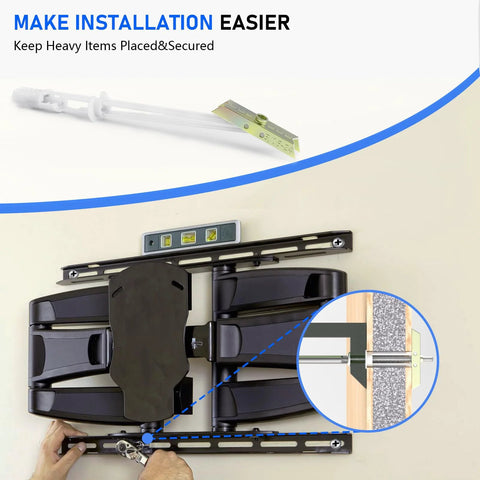 Heavy Duty Stainless Steel Drywall Anchors With Included Bolts For TV Mounting, installed on drywall, close-up view