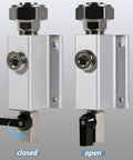 Three Quarter Inch Compressed Air Line Outlet Kit Featuring Two Anodized Aluminum Manifold Blocks Two Brass Valves Two MNPT Straight Fittings