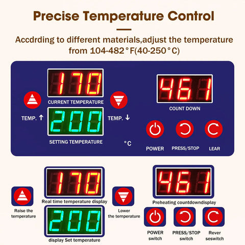 Rkazes 820W Automatic Oil Press Machine Hot And Cold Seed Extractor For Home Use control panel with temperature display.