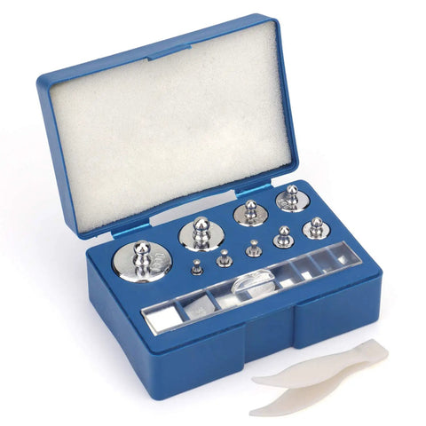 17 Pcs Precision Weight Set 10 Mg To 100 G Steel Calibration Weights With Tweezers in case for scales, 0.003 G Tolerance, silver chrome finish.
