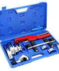 QWORK Tube Bender Kit For Soft Copper And Aluminum Pipes Ratchet Style Bending Tool 1/4 To 7/8 Inch inside blue case