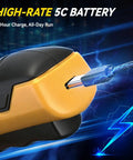 Heavy Duty Electric Box Cutter With 3000Mah Rechargeable Battery And Four Sharp Blades showing charging port and high-rate battery.