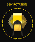 Beefy Heavy Duty 42 Inch Industrial Drum Fan with 360 Degree Tilt demonstrating high velocity rotation for warehouses and factories.