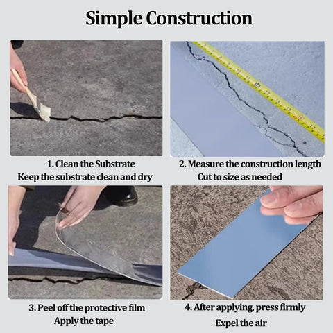 Rock Solid Self Adhesive Roofing Felt Roll Legit Waterproof Membrane Butyl Rubber Flashing Tape For RV Repair, showing application steps.