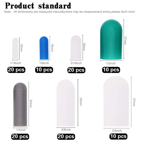 High Temp Silicone Rubber End Cap Kit 110 Piece Assorted Tapered Caps Pro Grade For Powder Coating Painting And Anodizing