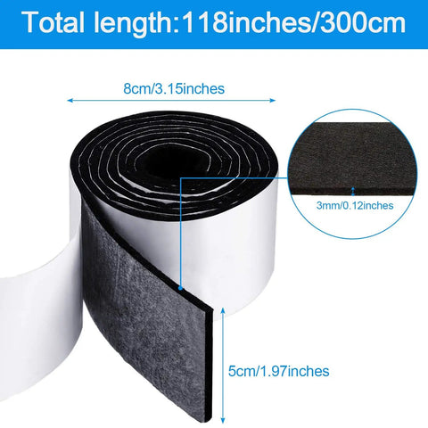 Two Pack Self Adhesive Felt Strips, Each About 59 Inches Long and 0.12 Inch Thick, Cuttable Non Slip Furniture Pads, Black