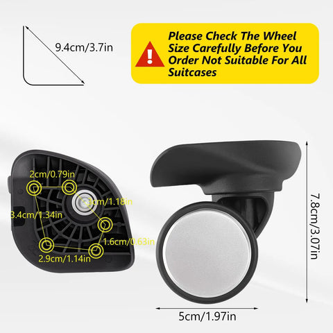 Heavy Duty Luggage Wheels Replacement Set Built Hella Tough For A Sweet Smooth Roll And Swift Suitcase Fixes size details including measurements.