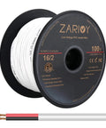 100 Ft 16 AWG 2 Conductor Red And Black Hookup Wire With Fire Resistant CL2 White Jacket on spool for LED strips and lamps