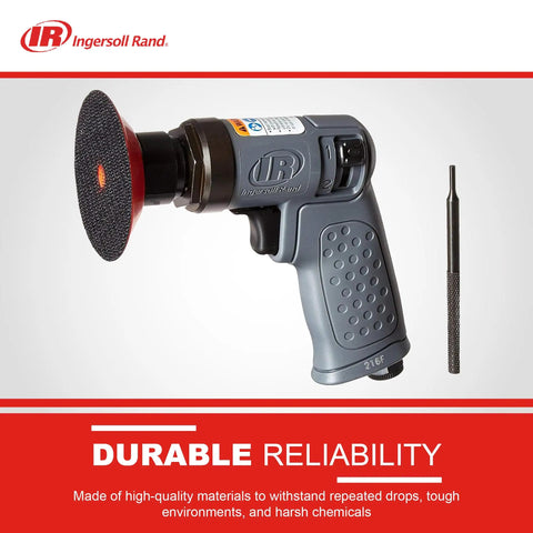 Mini Random Orbital Sander Kit With 3 Inch Pad Lightweight 1.3 Lb Body 100 Degree Ergonomic Grip 0.2 HP Motor Rugged Composite