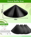Squirrel Proof Baffle For Bird Feeder Pole Mount Outdoor Guard Stopper Black 16 Inch One Pack with installation parts