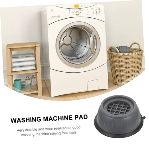 Washing machine near wicker basket and shelf with 8 pack slip shockproof foot pads for washing machines and refrigerators.